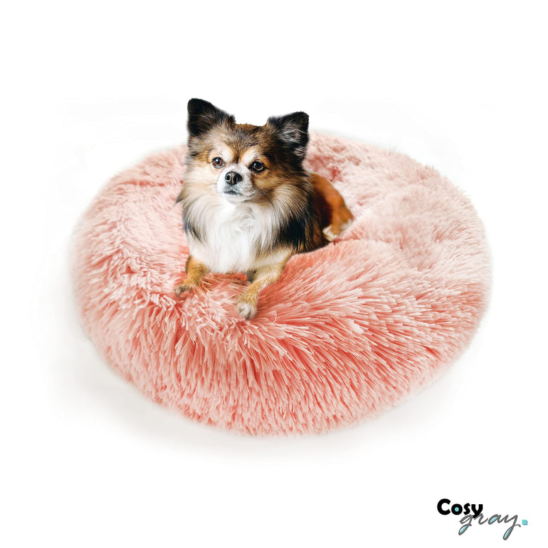 Plush Soft pet Bed for Small Dogs and Cats – Donut Dog Bed for Puppy - Clam Shell cat Bed - self-Warming Indoor cat Bed & Small Dogs Bed - Size 19.7”D x 7.9 H - Soft Pink - Washable - PawsPlanet Australia