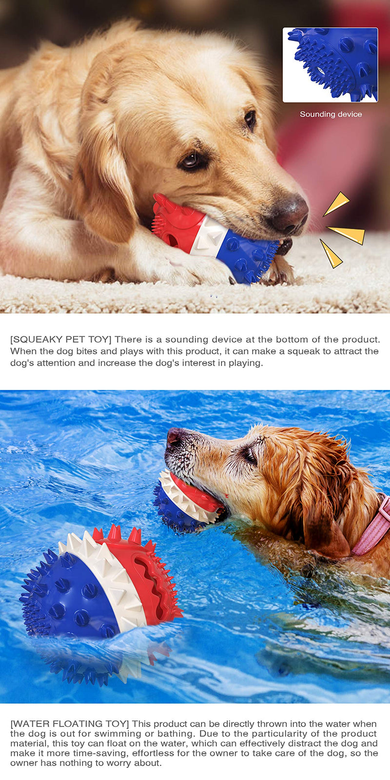 Ropipala Indestructible Dog Chew Toys for Aggressive Chewers - Dog Squeaky Toothbrush Natural Rubber Bite Resistant Dog Toothbrush for Medium and Large Sizes Dogs - PawsPlanet Australia