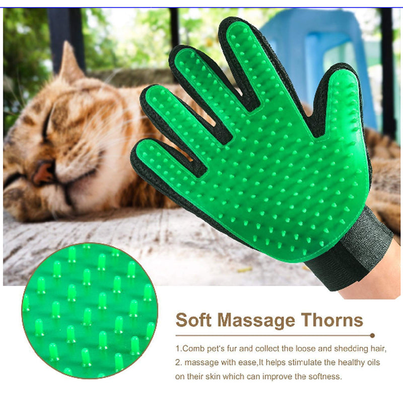 VingaHouse Pet Beauty Gloves, A pair of Brush Removal Gloves, Brush Removal Efficient Pet Hair Removal Gloves, Cat and Dog Left and Right Hand Hair Removal Tools(Green) Green - PawsPlanet Australia