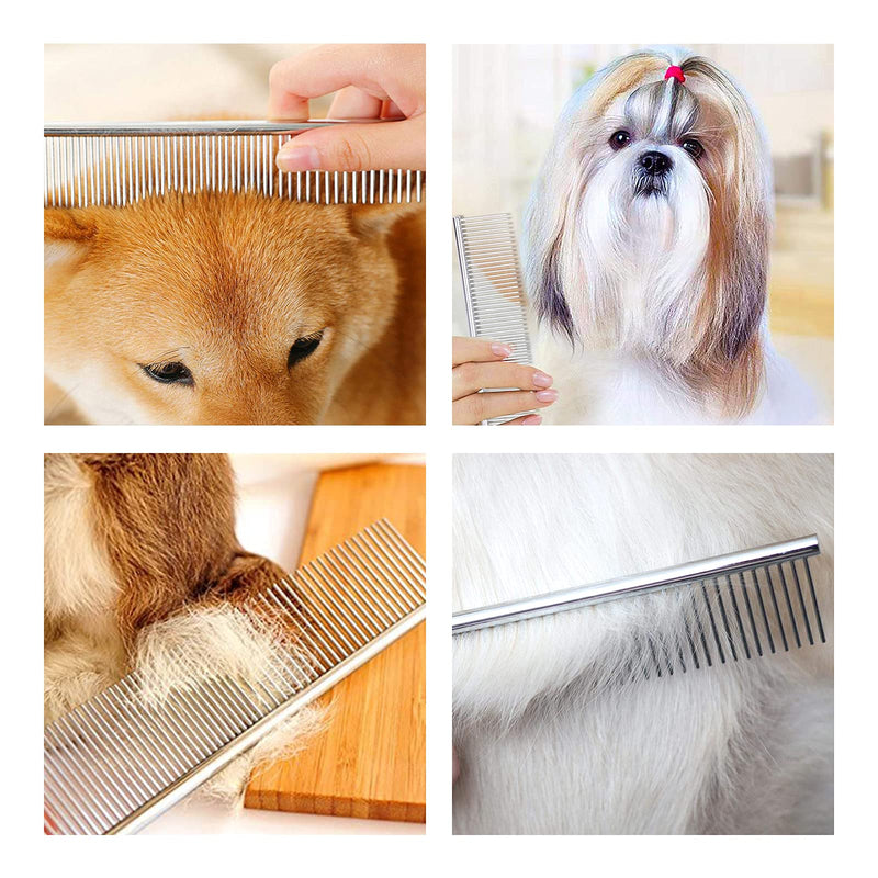 Andiker Dog Comb, Stainless Steel Combs with Rounded Teeth, Metal Grooming Comb for Large, Medium and Small Cats Animals with Tangled Short/Long Hair (S) S - PawsPlanet Australia