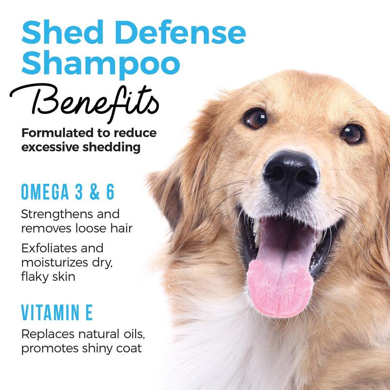 [Australia] - Shed Defender Shed Defense Shampoo for Dogs to Reduce Shedding, w/Omega 3 & 6, Vitamin E, Natural Ingredients & Plant Based, Hypoallergenic 