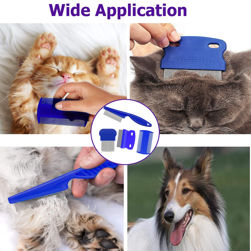 Pet Comb,4 Pcs Cat Dog Flea Comb Clean Lice/Tangles/Knots/Crust/Dirt,for Cat Dog Flea Lice Tear Stain Remover Combs Fine Tooth Grooming Removal Tool - PawsPlanet Australia