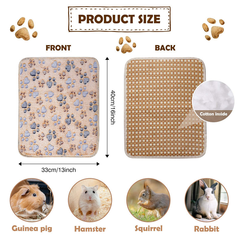 Guinea Pig Mat Bed 3 Layers, 2Pcs Guinea Pig Sleeping Pad Flannel Small Animal Mat Winter Summer for Baby Bunny,Hamster,Squirrel,Chinchilla,Hedgehog (13x16inch) - PawsPlanet Australia