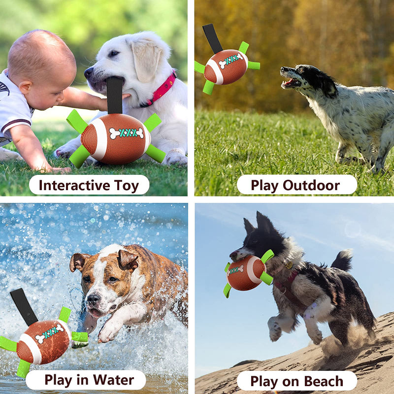 Dog Toys Football, Interactive Dog Toys for Tug of War with Grab Tabs, Dog Tug Toy, Dog Water Toy, Durable Dog Balls for Small & Medium Dogs - PawsPlanet Australia