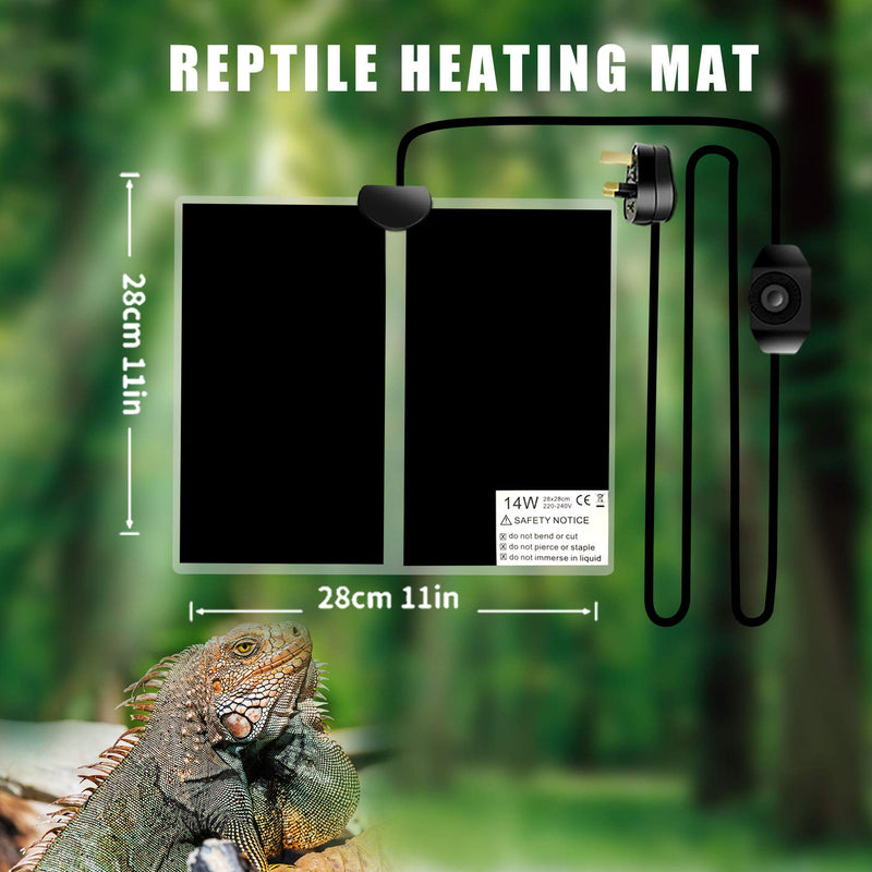 Reptile Heating Mat Reptile Heating Pad Mat, 14W Reptile Heat Mat Pet Tank Warmer Mat Pad with Safety Temperature Control Fit for Reptiles Turtle, Tortoise, Snakes, Lizard, Gecko, Spider, Snails - PawsPlanet Australia