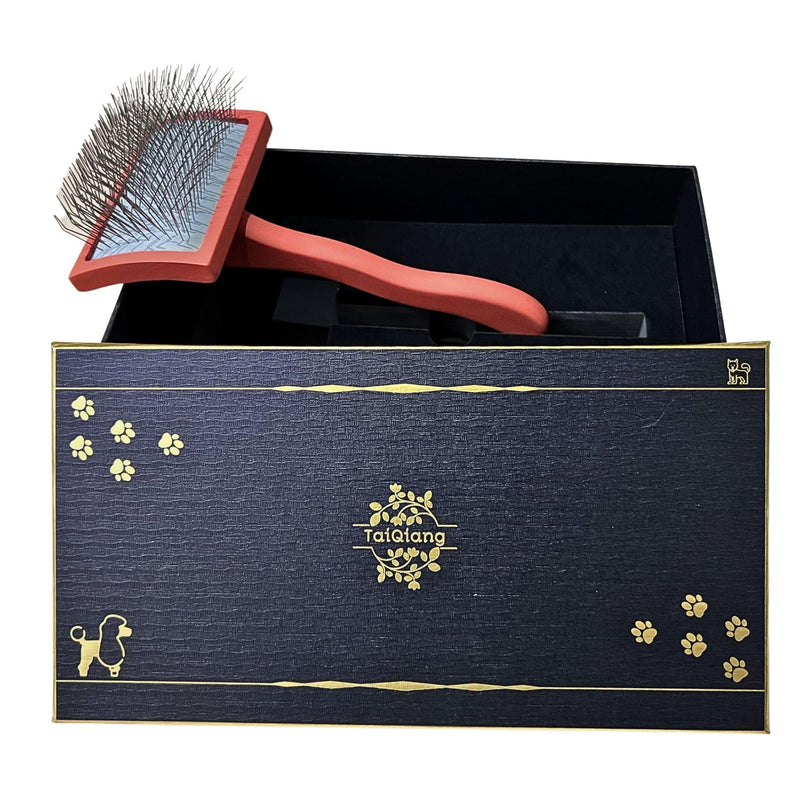 Dog Slicker Brush for Goldendoodles Labradoodles Poodles, Professional Gromming Large Dematting Slicker Brush, Soft Long Stainless Steel Pins, Coat Slicker Brush for Dematting, Red, Large - [TaiQiang] - PawsPlanet Australia