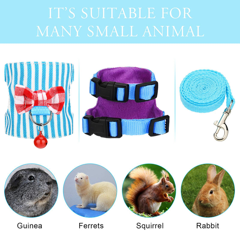 4 Pieces Small Pet Harness Vest and Leash Set with Cute Bowknot and Safe Bell Decor Chest Strap Harness for Outdoor Walking Rabbit Ferret Guinea Pig Bunny Hamster Puppy Kitten (Medium) Medium - PawsPlanet Australia