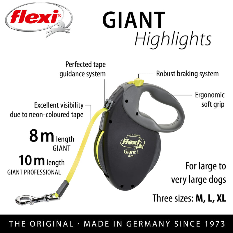 flexi Giant Professional L Tape 10 m black/ neon yellow - PawsPlanet Australia