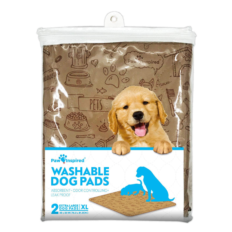 [Australia] - Paw Inspired Washable Pee Pads for Dogs | Reusable Puppy Pads | Waterproof Whelping Pads | Washable Training Pet Pads, Washable Potty Pads Extra Large Sizes | Indoor, Outdoor or Kennel Training 32x30'' (2 pack) 