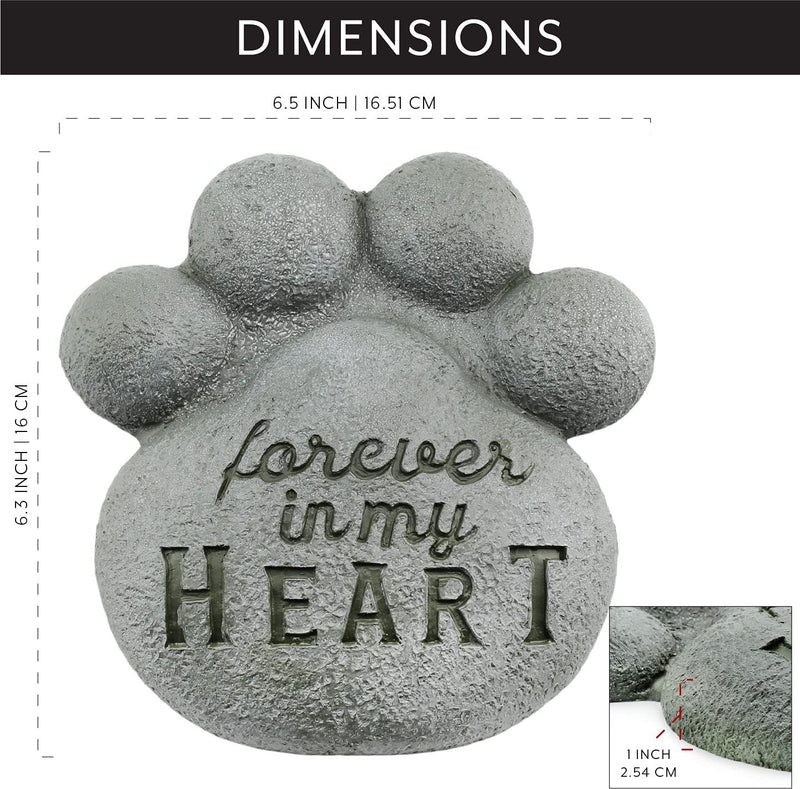 AuldHome Paw Print Memorial Stone; Pet Dog Bereavement Gift Yard Decor - PawsPlanet Australia