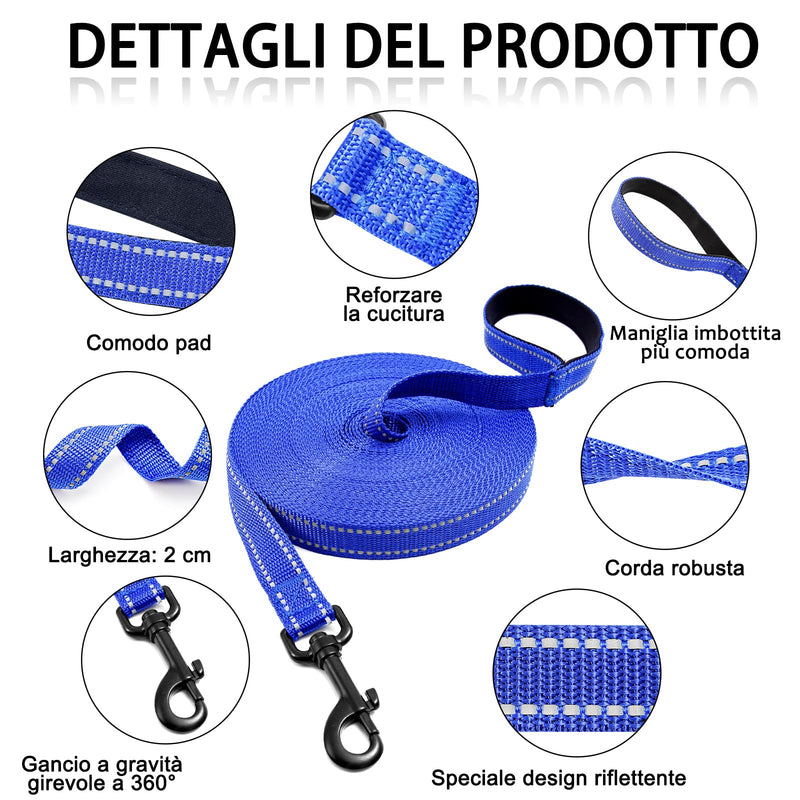 COMSLE drag leash for dogs, 3m / 5m / 10m / 15m / 20m robust long dog leash, reflective training leash with padded handle and hand strap, training leash for small to large dogs 3m/10ft dark blue-1 - PawsPlanet Australia