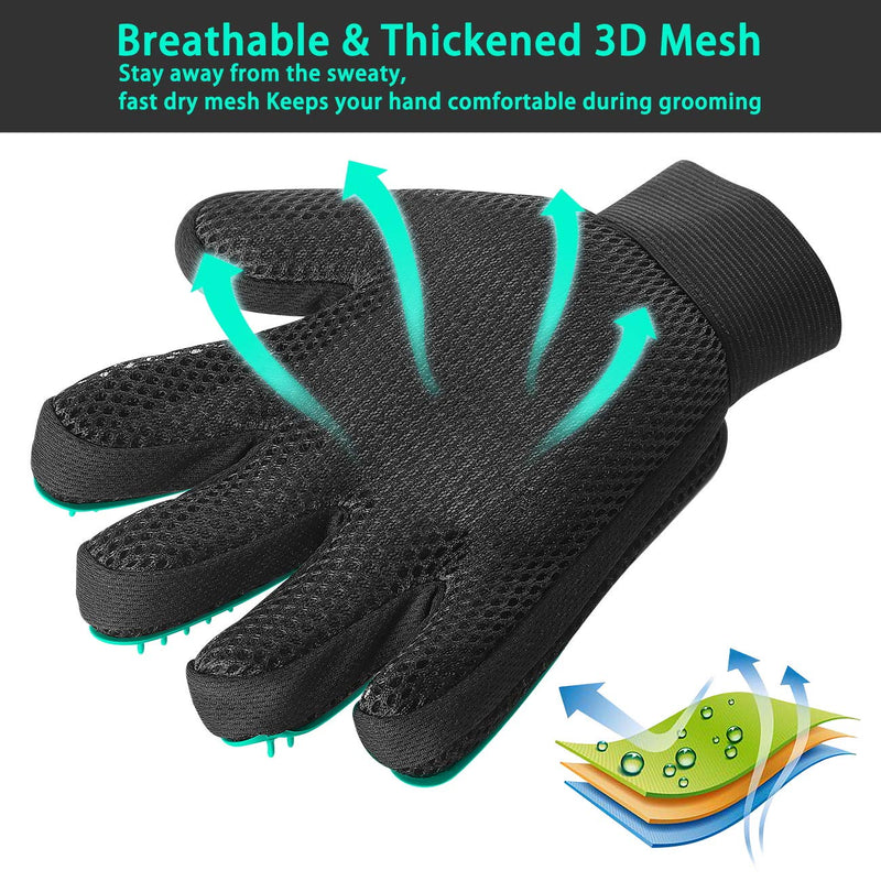 [Australia] - Pet Hair Remover Glove for Cat Dog, Pet Grooming Glove for Dog Cat Brush Gentle Shedding and Grooming Pet Supplies Massage Mitt Enhanced Five Finger Design Efficient for Long & Short Fur Pet, 1 Pair 