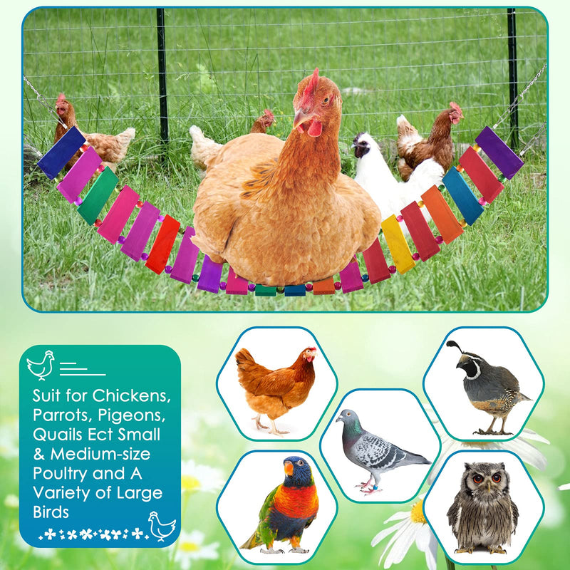 KATUMO Chicken Swing, Colorful Chicken Toy Hanging Stand Perch Toy Handmade Chicken Coop Accessory Bird Swing Toy for Chicken, Hens, Birds, Parrots Training, Total Length 112cm/44.09'' Multicolor - PawsPlanet Australia