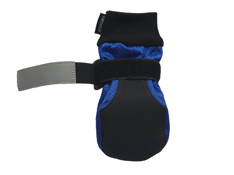 [Australia] - LONSUNEER Paw Protector Dog Boots Soft Sole Nonslip Safe Reflective Set of 4 Large ( L 3.15 x W 2.83 inch ) Blue 