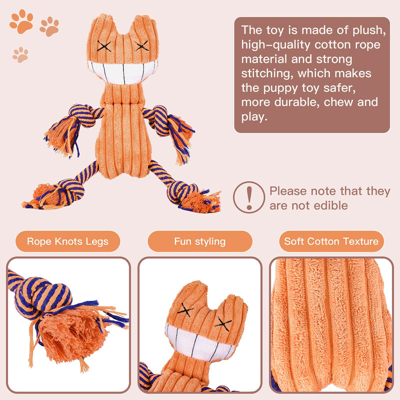 Puppy Chew Toys for Small Dogs,Dog Squeaky Toys with Cotton Ropes Dog Chew Toys for Puppies Teething Small Dogs,Dog Toys with Interactive for Small Medium Dogs - PawsPlanet Australia