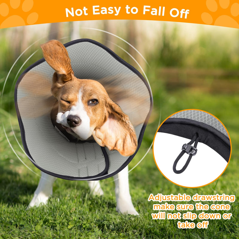 BONTHEE Dog Neck Collar, Breathable Pet Elizabethan Soft Protective Collar Dog After Surgery, Adjustable Elizabethan Collar for Large Dogs to Stop Licking Wound, Lightweight M Grey - PawsPlanet Australia
