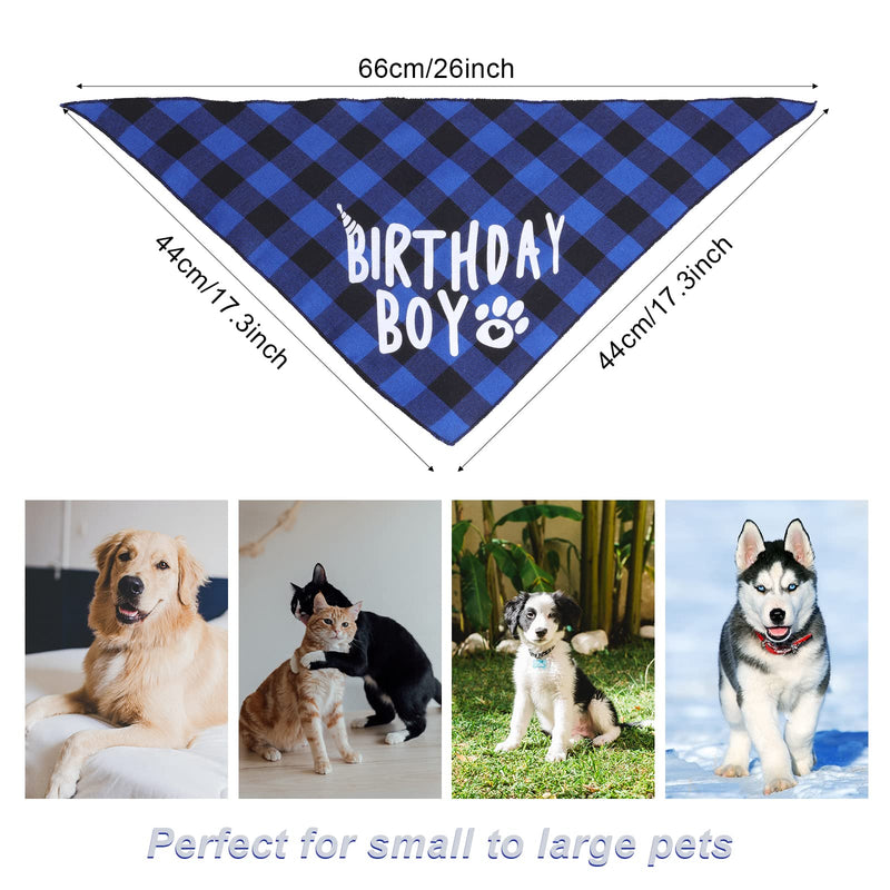 KINBOM Dog Birthday Bandana Boy, Plaid Printed Dog Bandana Pet Dog Bibs Dog Triangle Scarf Birthday Party Supplies for Small, Medium, Large Dogs Puppies (Blue) Blue - PawsPlanet Australia