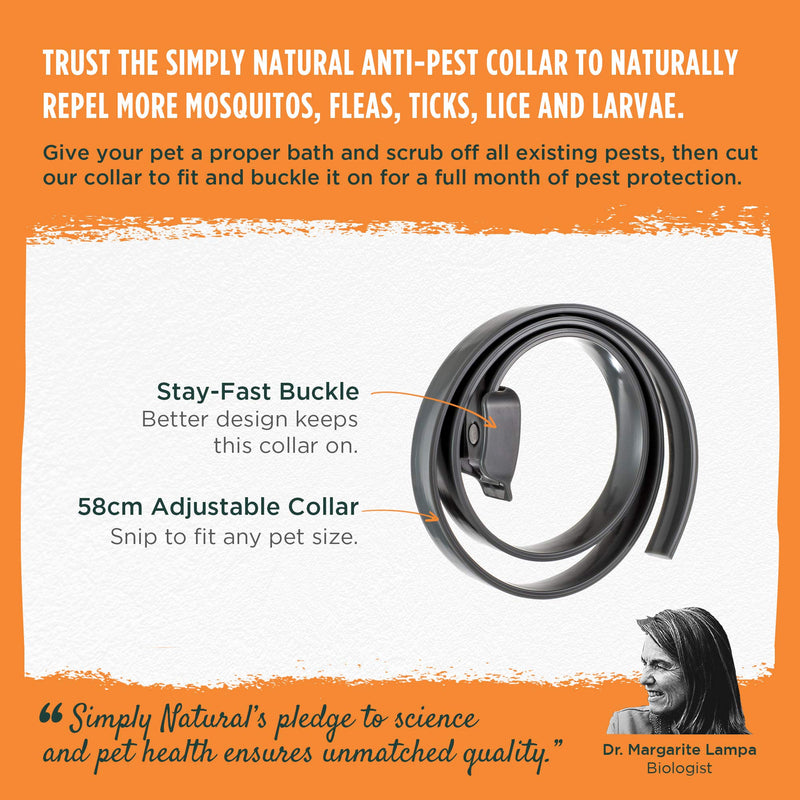 Anti Flea and Tick Collar by Simply Natural – 58cm All Natural Cinnamon Adjustable Anti Tick Collar Anti Flea Collar Dog and Cat Pest Control Collar - PawsPlanet Australia