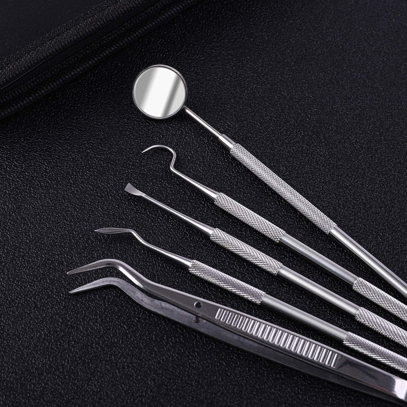 [Australia] - Aneco 5 Pack Stainless Steel Pet Cleaning Tools with Bag Pet Teeth Tools Dog Dental Pick Pet Dental Hygiene Kit Pet Tarter Remover for Dogs, Cats 