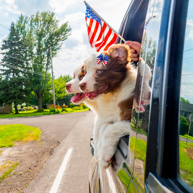 Waydress Patriotic Dog Hair Bows for 4th of July 40 Pieces/ 20 Piars Pet Dog Rhinestone Hair Bows with Rubber Bands White Blue Red Pet Hair Accessories Independence Day Pet Supplies - PawsPlanet Australia