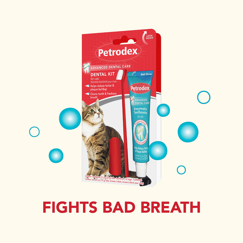 Petrodex Dental Kit for Cats, Malt Flavor Toothpaste, 2.5 Oz 2,5 Ounce - PawsPlanet Australia