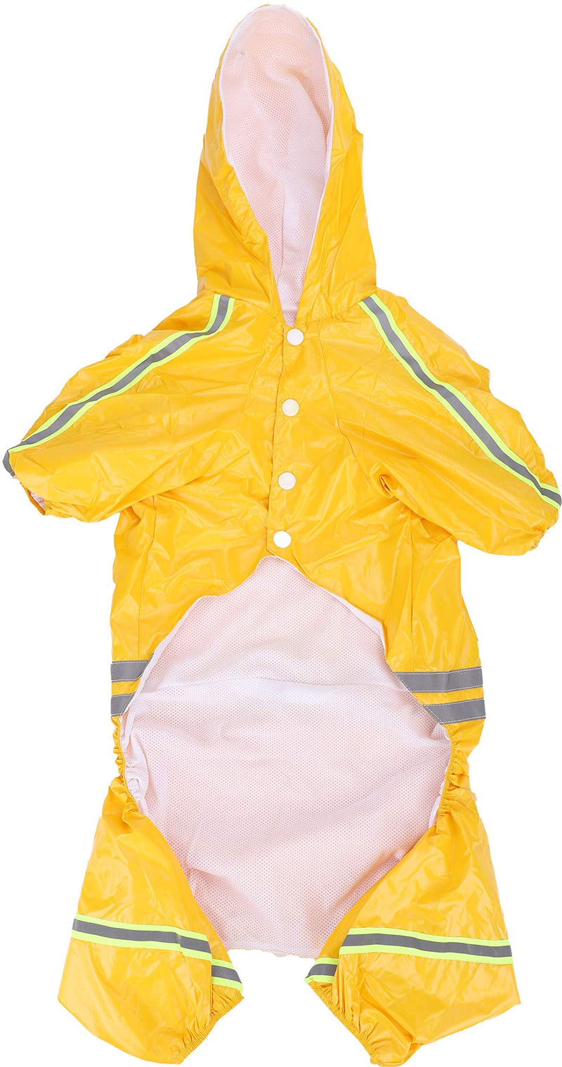 PETULANE Dog Raincoats Waterproof with Legs, Rain Jacket with Reflective Strips and Hood, Dog Jumpsuit Hoodie with Harness Hole High Vis for Small Medium Large Dogs Outdoor Accessories (2XL, Yellow) XXL - PawsPlanet Australia