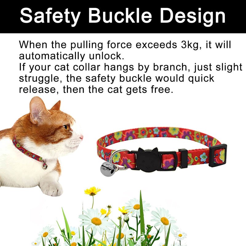 ABIsedrin Cat Collar with Bells and Safety Quick Release Buckle│Adjustable and Suitable Buckle Cat Collar for Domestic Cats (Red & Blue) Red - PawsPlanet Australia