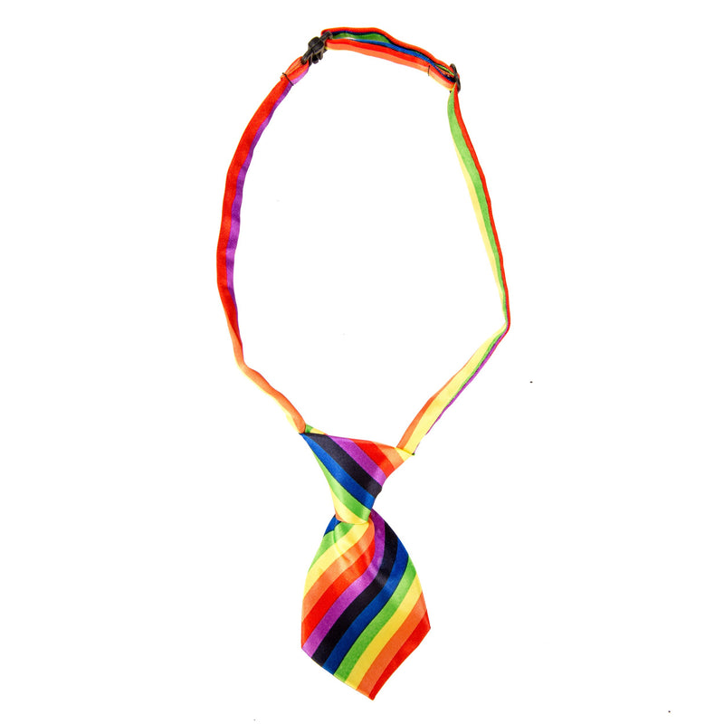 [Australia] - CueCue Pet Adjustable Neck Tie Small Rainbow Stripe 