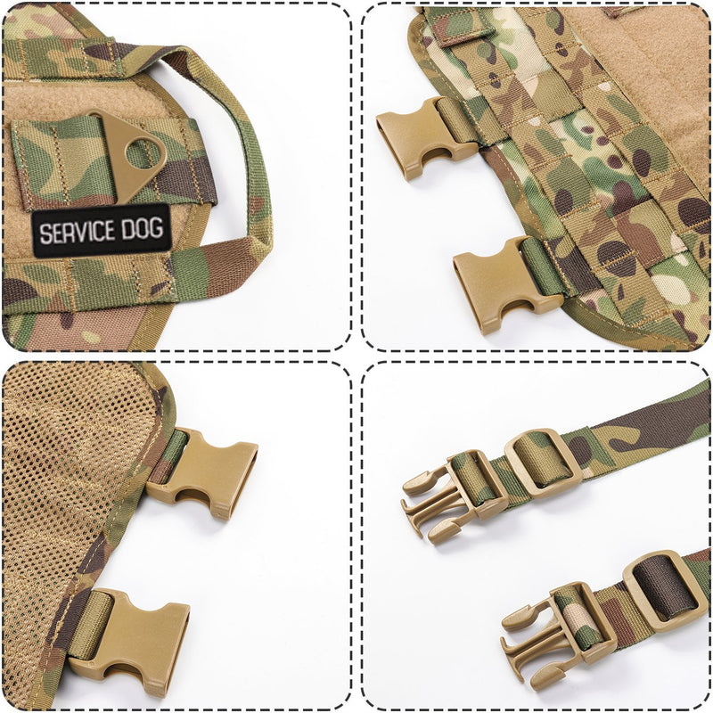 [Australia] - IronSeals Tactical Service Dog Vest Training Molle Harness Military Tactical Dog Training Vest Harness with Mesh Padding and Two Handles CP Camouflage Medium 