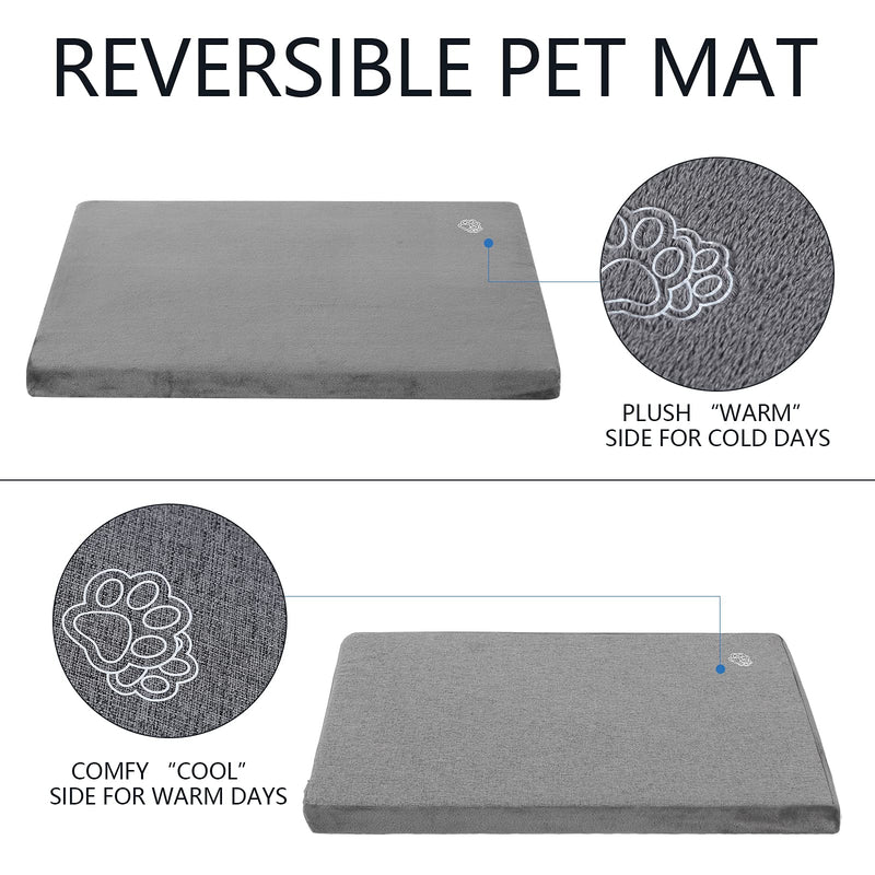 EMPSIGN Stylish Dog Bed Mat Dog Crate Pad Mattress Reversible (Cool & Warm), Water Proof Linings, Removable Machine Washable Cover, Firm Support Pet Crate Bed for Small to XX-Large Dogs, Grey S(23"*16"*3") - PawsPlanet Australia