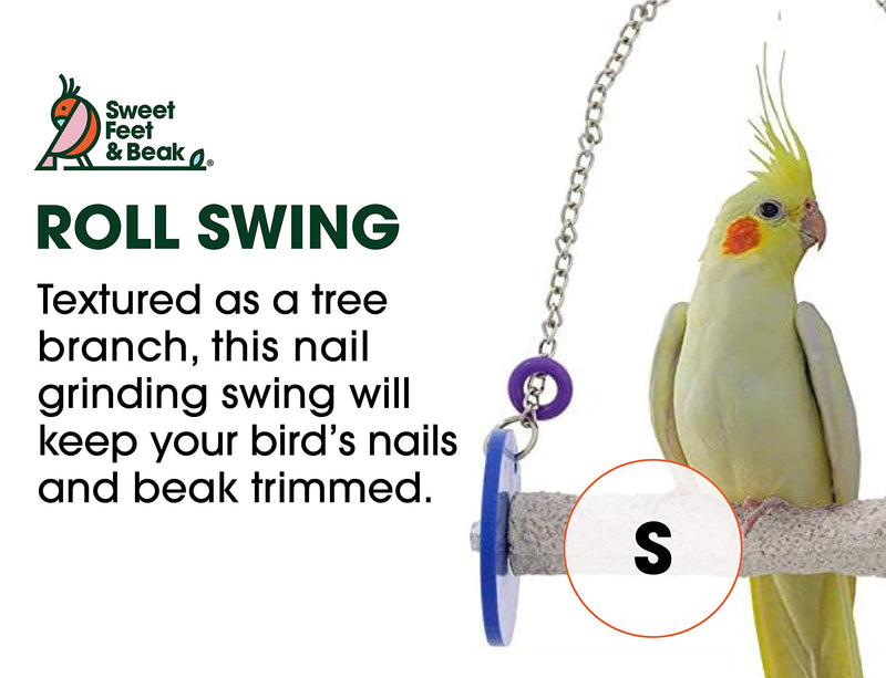 Sweet Feet and Beak Roll Swing and Perch for Birds, Keeps Nails and Beak in Top Condition and Stimulate Leg Muscles - Made in The USA -Safe and Non-Toxic, for Cages 7.5" Small Blue - PawsPlanet Australia