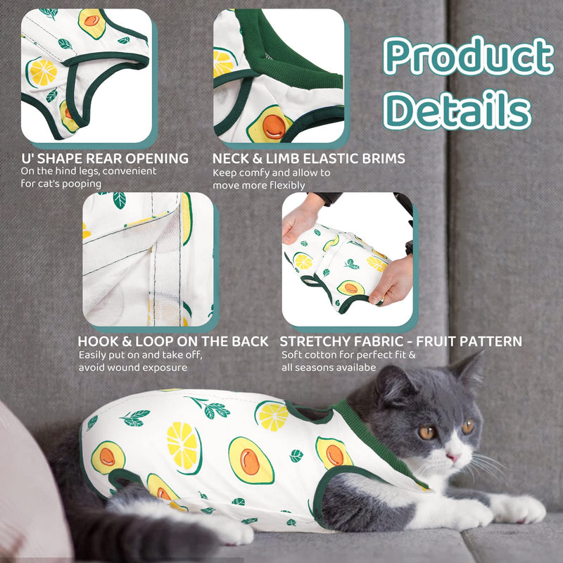 MORVIGIVE Cat Recovery Suit After Surgery Wear, Surgical Neuter Spay Kitten Recovery Shirt E-Collar Bandages Alternative, Non-Lick Pet Body Suit for Cats Dogs for Abdominal Wounds Skin Diseases Small Avocado - PawsPlanet Australia