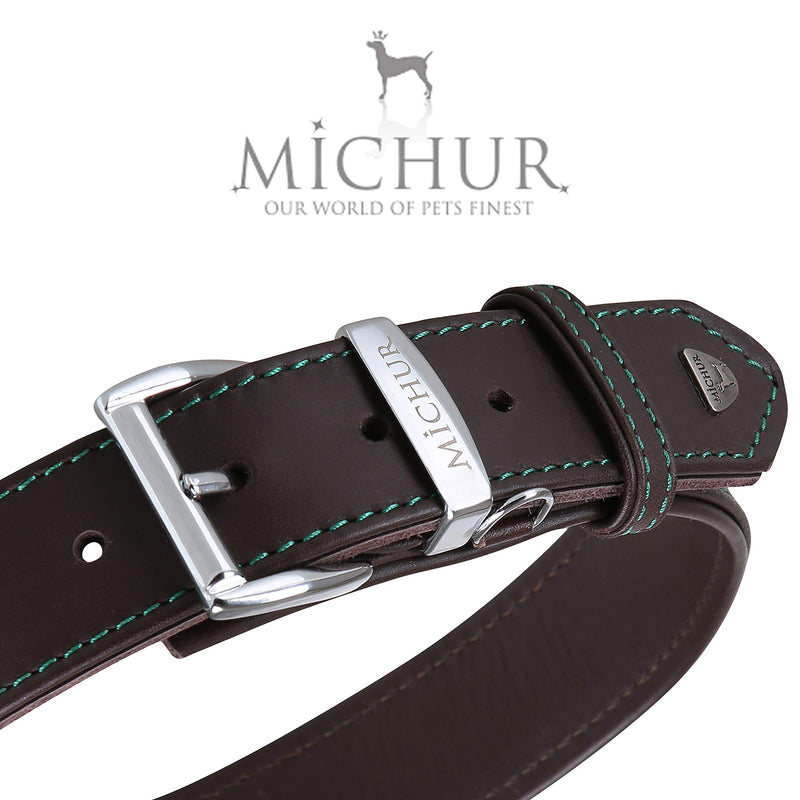 MICHUR Classica dog collar leather, dog leather collar, collar brown, LEATHER, Neck circumference 21,65-25,59" Neck circumference 21,65-25,59" BrownHB - PawsPlanet Australia