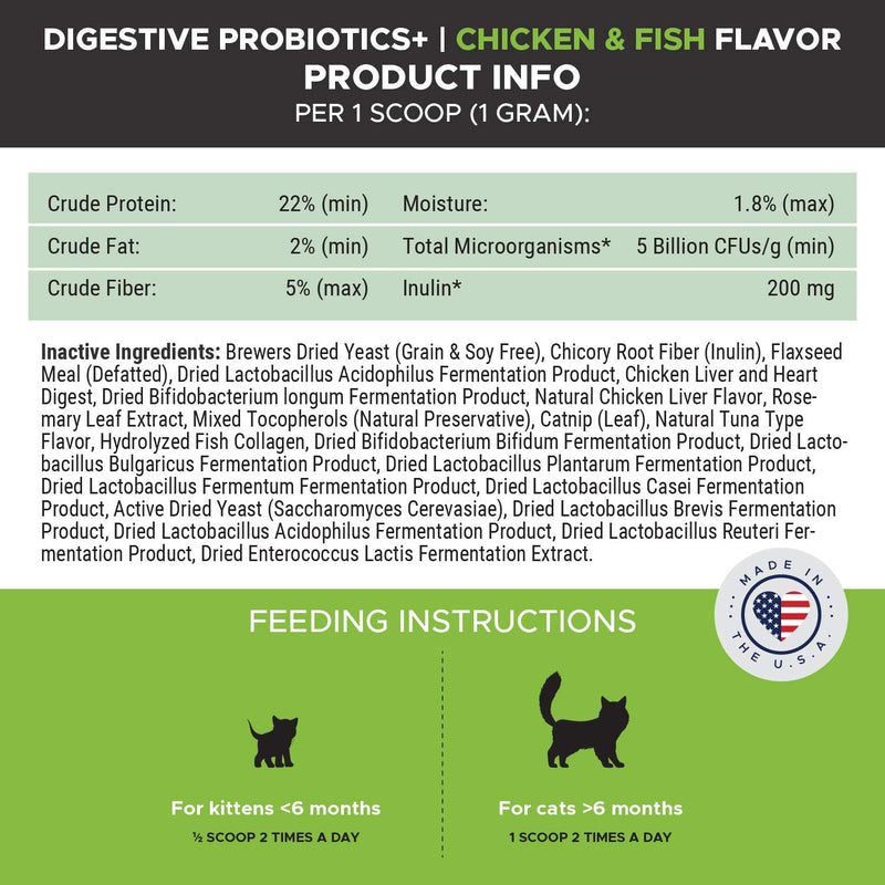 PetHonesty Digestive Probiotics+ for Cats - Bowel Support, Digestive Supplement, Probiotic for Cats, Helps Relieve Cat Diarrhea and Constipation, Supports Digestion, Allergy, Immunity & Overall Health - PawsPlanet Australia