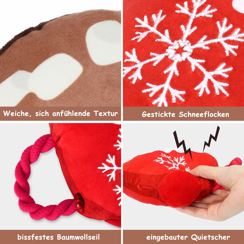 Rhdekoein Christmas Dog Squeaky Toy, Plush Dog Toy for Small Dogs with Squeakers, Interactive Puppy Chew Toy, Cute Soft Stuffed Dessert Set of 4 - PawsPlanet Australia