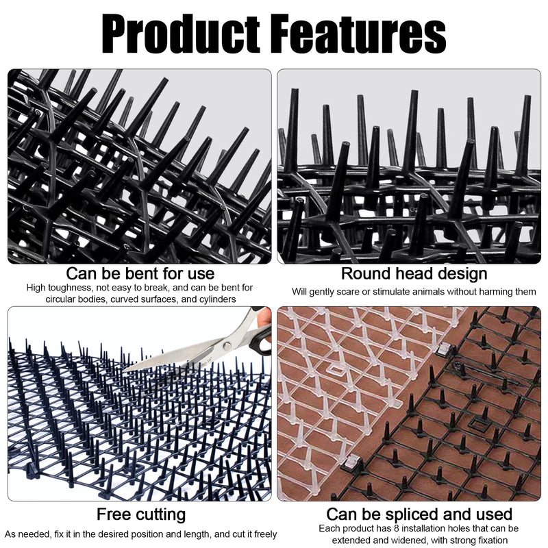 Transparent cat repellent mat, 30 * 200cm mat with spikes for peaceful defense against cats and other animals, thorn grid animal barrier, cat mat for garden, fence, anti-cats network (black) black - PawsPlanet Australia