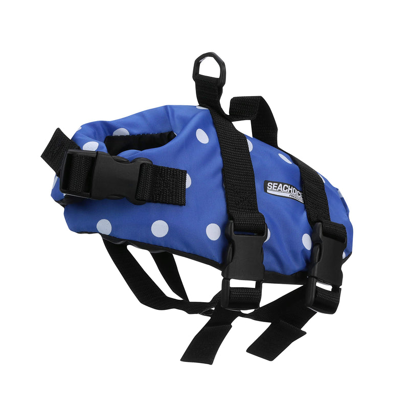 Seachoice 86260 Dog Life Vest - Adjustable Life Jacket for Dogs, with Grab Handle, Blue Polka Dot, Size XXS, up to 6 Pounds - PawsPlanet Australia