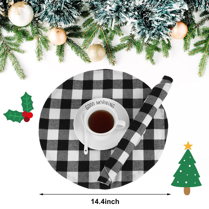 Christmas Round Placemats Buffalo Plaid Check Table Mats Reversible Table Placemats Burlap Fabric Dining Table Mats Farmhouse Placemats for Xmas Holiday Table Decor (Classic Pattern, 6) Classic Pattern - PawsPlanet Australia