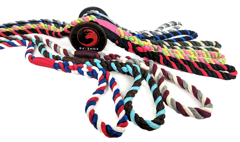 [Australia] - Ravenox Slip Lead Rope Dog Leash | Strong and Comfortable Cotton Rope Dog Leash for Pets | Handmade in The USA with 100% American Made Rope | 6 Feet Long | for Small, Medium & Large Dogs 1/2-inch x 6-feet Burgundy, Silver & White 