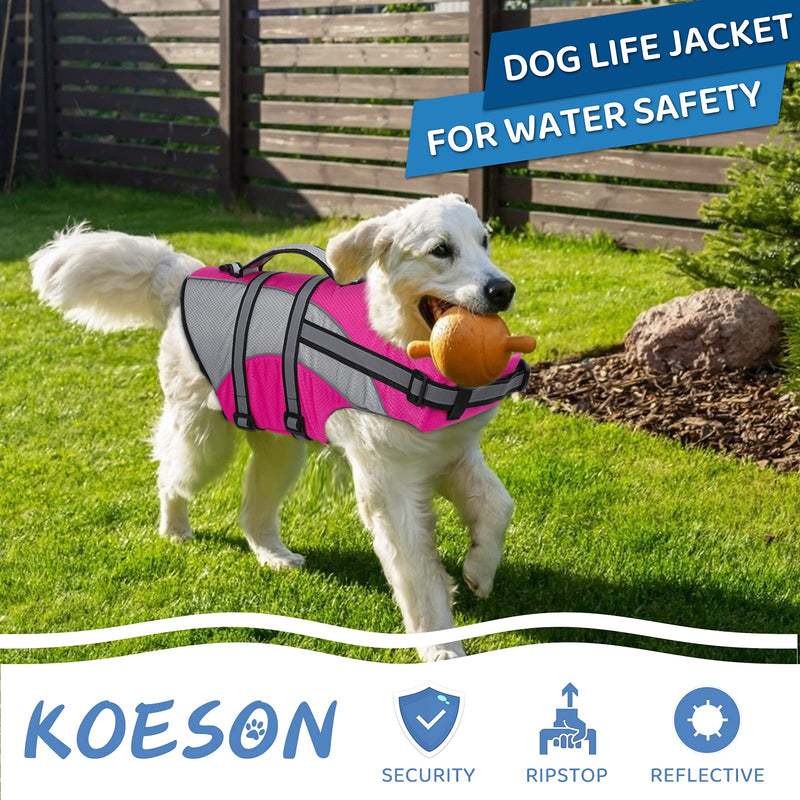 KOESON Ripstop Dog Life Jacket, Dog Life Vest with Superior Buoyancy Pet Swimming Safety Vest with Rescue Handle, Dog Float Coat Dog Life Preserver Lifesaver for Small Medium Large Dogs Pink XS X-Small - PawsPlanet Australia