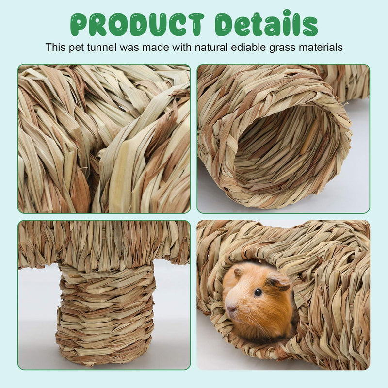 BWOGUE Hamster Grass Tunnel Toy Nature's Hideaway Guinea Pig Tunnels and Tubes Toys for Rats,Syrian Hamster,Ferrets,Guinea Pig,Chinchilla Hedgehog and Bunny - PawsPlanet Australia