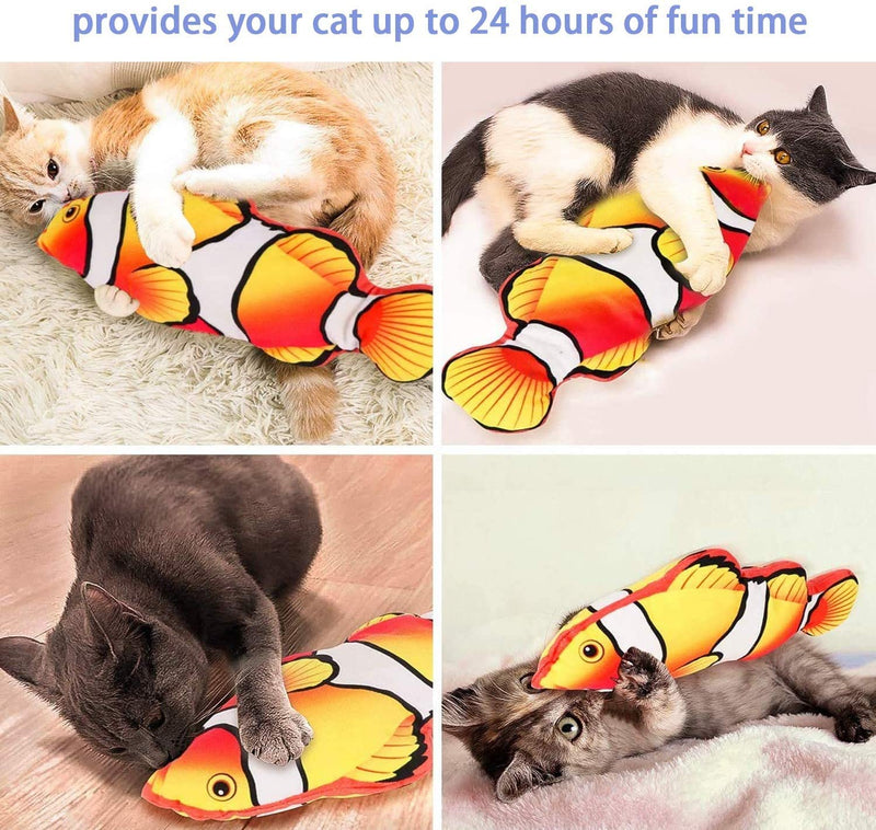 HonLena Cat Toys, Electric Moving Realistic Wiggle Fish Catnip Toys,USB, Plush Interactive Cat Toys - Fish Kicker Toy Cats Kitten Perfect for Biting, Chew and Kicking - PawsPlanet Australia