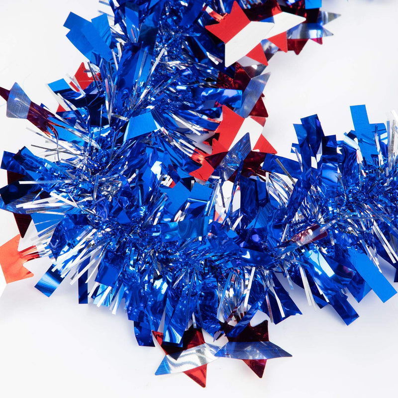 FFNIU 4Pcs Christmas Tinsel Garland, 6.7Ft Star Twinkle Wire Garlands in Red, White and Blue for Christmas Tree Decorations Wedding Birthday Party Supplies - PawsPlanet Australia