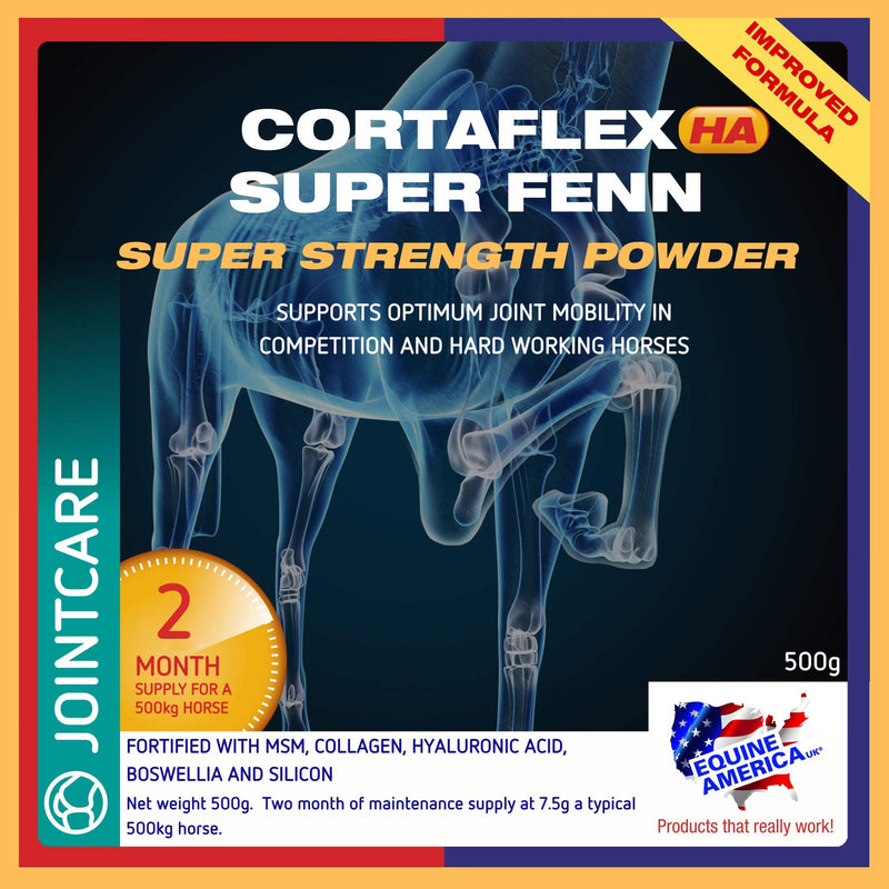 Equine America Cortaflex HA Super Fenn Super Strength Powder | Premium Ready To Use Horse & Pony Supplement | Supports Optimum Joint Mobility & Recovery | 500g 500 g (Pack of 1) - PawsPlanet Australia