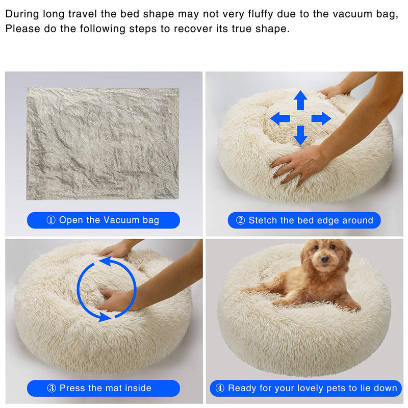 [Australia] - TAMOWA Dog Bed Cat Bed Comfortable Donut Cuddler Round Dog Bed for Small Medium Dogs Ultra Soft Calming Dog Bed, Self Warming, Improved Sleeping, Anti-Slip Base (Size 20"/24"/28"/31") 20” x 20” Beige 