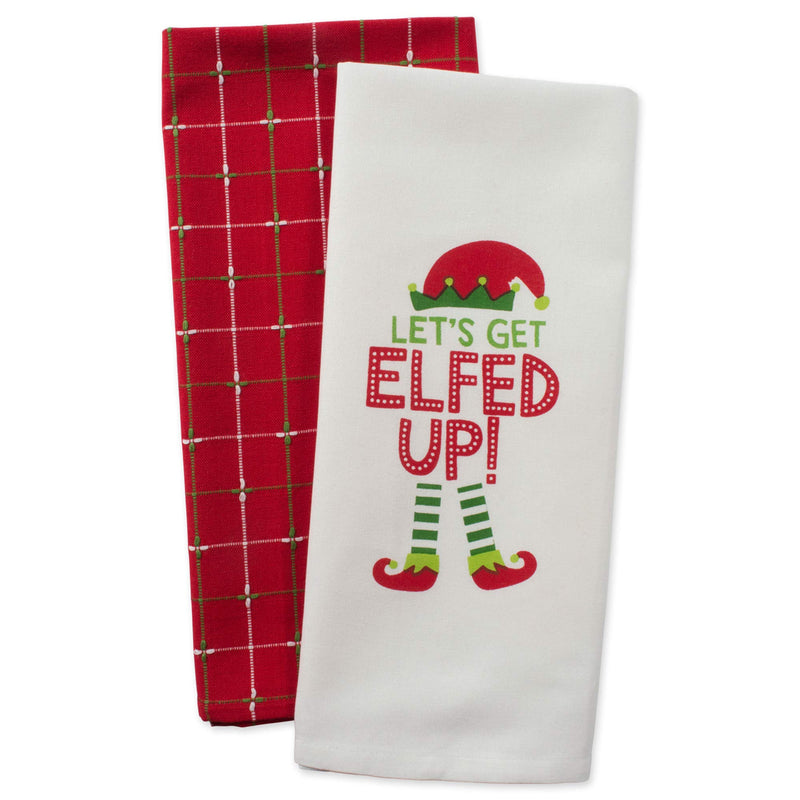 DII Printed Dishtowel Set Christmas Kitchen Collection, 18x28", Elfed Up, 2 Piece - PawsPlanet Australia