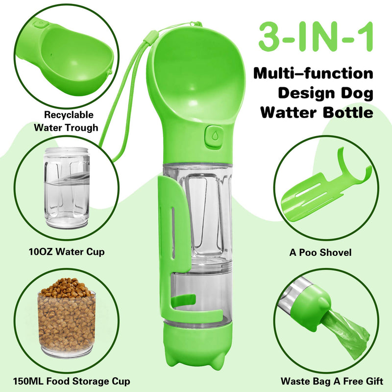 3 in 1 Dog Water Bottle,Portable Dog Water Dispenser with Drinking and Feeding Function,12OZ Leak Proof Dog Bowl Water Dispenser for Walking and Pets Outdoor Hiking - PawsPlanet Australia