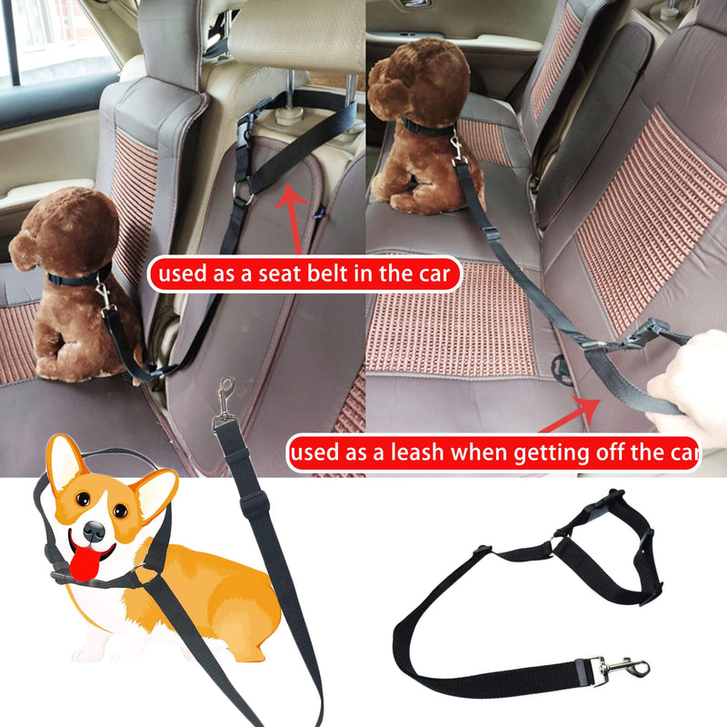 Adjustable car dog leash 2 in 1 adjustable seat belt dog car, dog car seat belts, universal dog belt for car headrest, dog seat belt for car for all dog breeds - PawsPlanet Australia