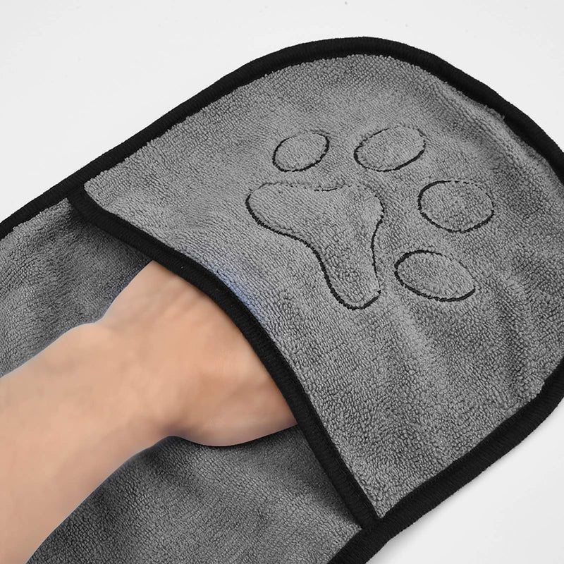 Pet Bath Towel, Furpaw Dog Bath Super Absorbent Microfibre Drying Shower Dog Towel, Pet Shower Towels Ultra-Absorbent Machine Washable - 25 * 8.85in Gray - PawsPlanet Australia