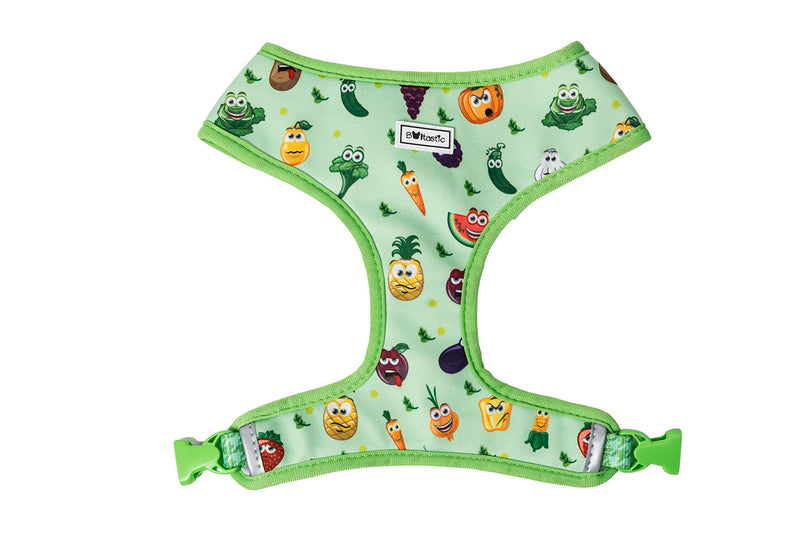 [Australia] - Bulltastic Veggies & Co Reversible Dog Harness – Reversible, Comfortable, Adjustable, Easy to Clean – Fits Bulldogs, Pugs, and Other Dog Breeds L 